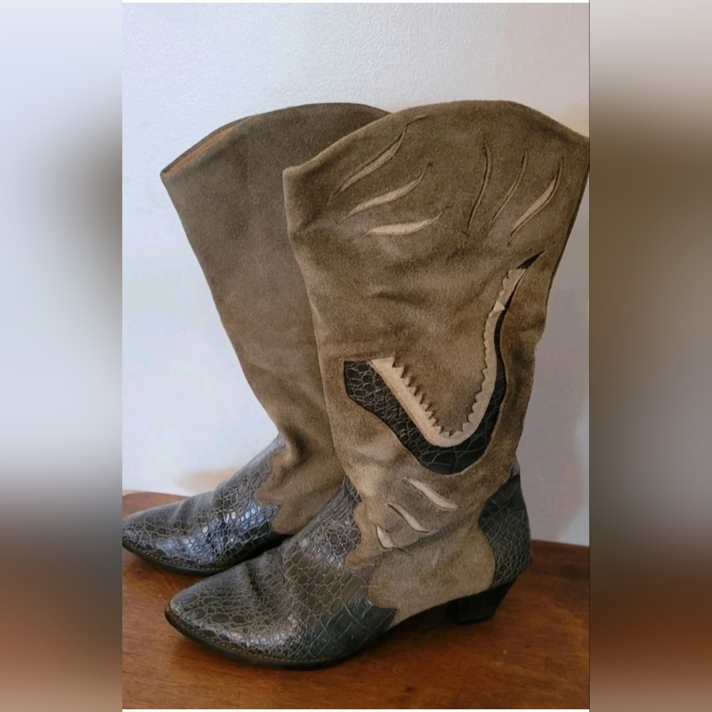Suede and Leather Cowboy Boots